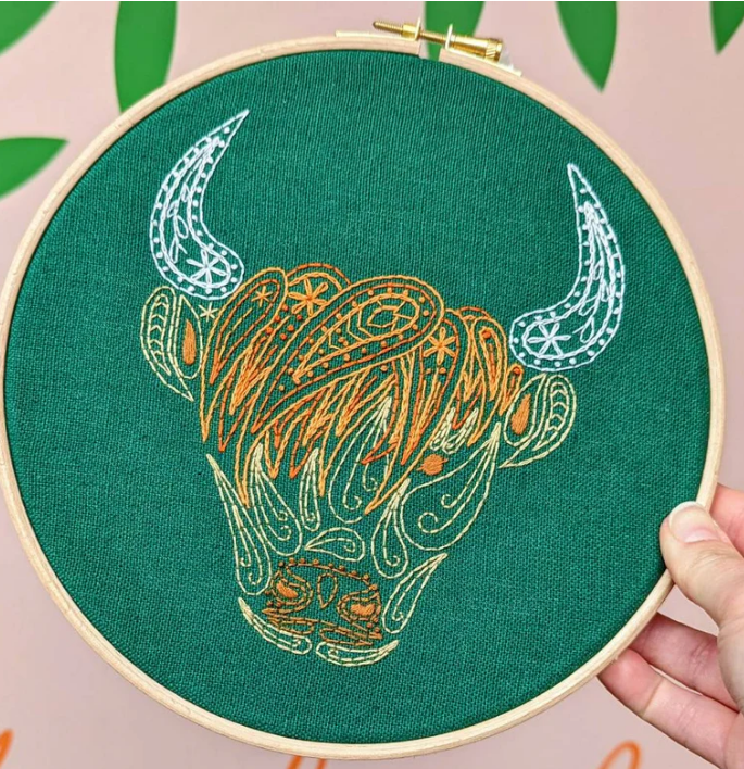 Highland Cow Embroidery Hoop Kit