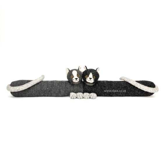 Grey and Black Cat Twins Draught Excluder