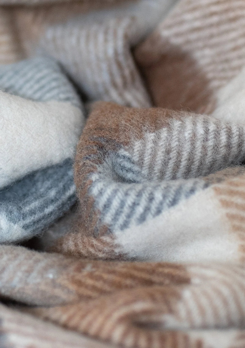 Recycled Wool Blanket in Neutral Check