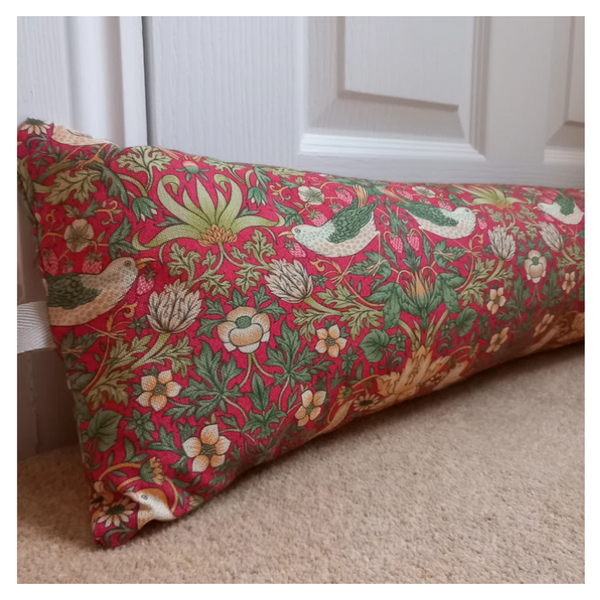 Crimson Strawberry Thief Draught Excluder