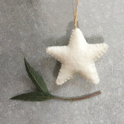 White Felt Star Decoration - large