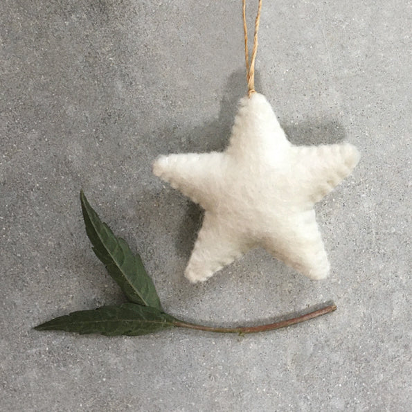 White Felt Star Decoration - large