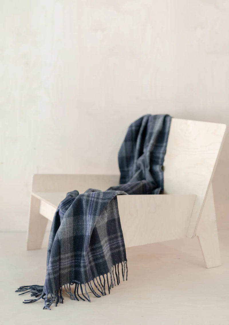 Recycled Wool Blanket in Persevere Flint Grey Tartan