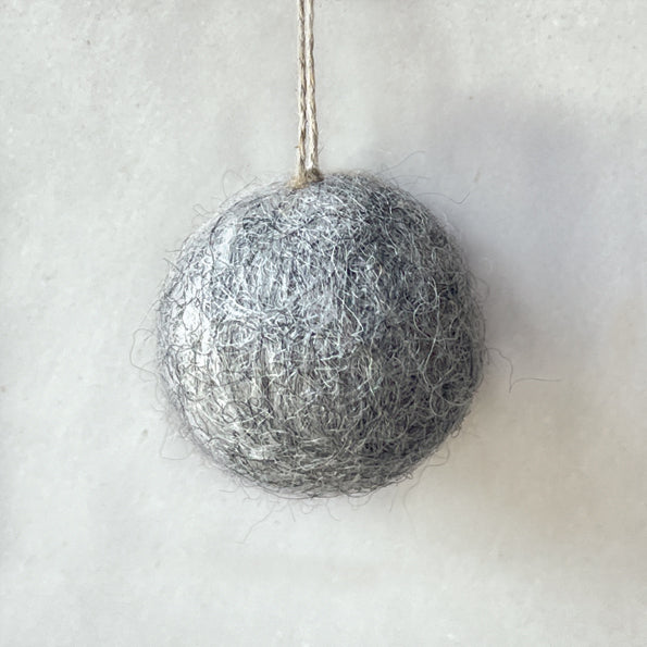 Grey Felt Bauble Decoration - medium