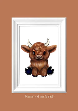 Huckle The Highland Cow Mounted Print