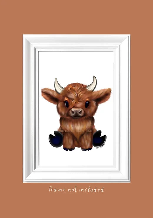 Huckle The Highland Cow Mounted Print