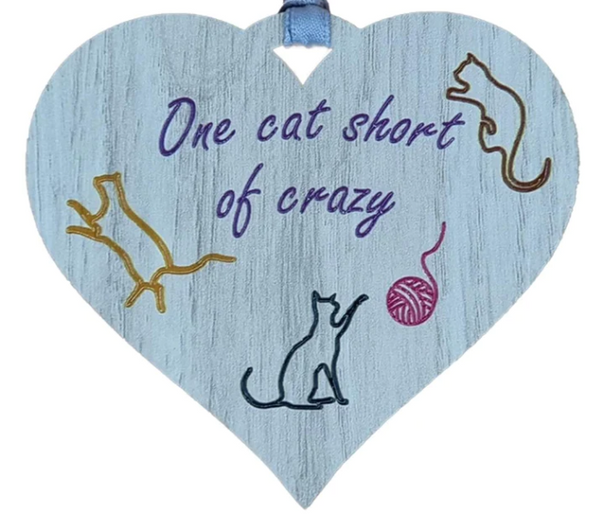 One Cat Short Hanging Heart
