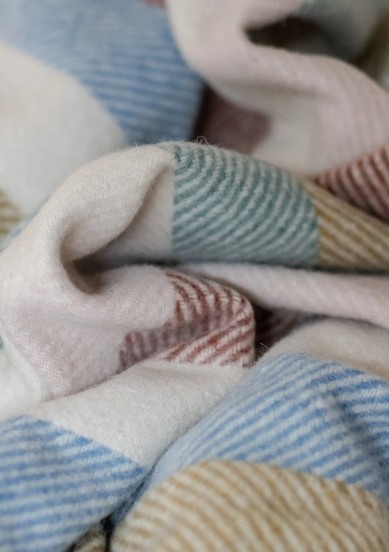 Recycled Wool Blanket in Rainbow Stripe