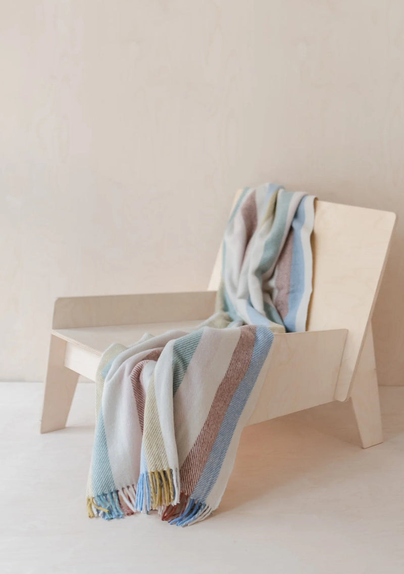Recycled Wool Blanket in Rainbow Stripe