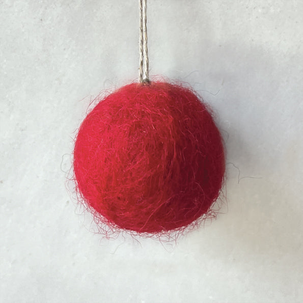 Red Felt Bauble Decoration - medium