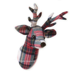 Red Plaid Stag Trophy Head - Luss General Store