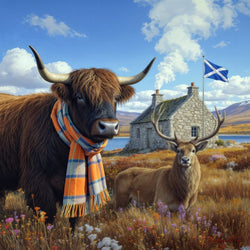 Ronnie's Bothy Cow & Stag Canvas