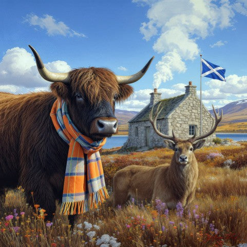Ronnie's Bothy Cow & Stag Canvas
