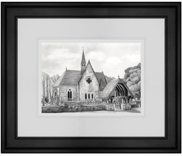 Luss Church Charcoal Framed Print