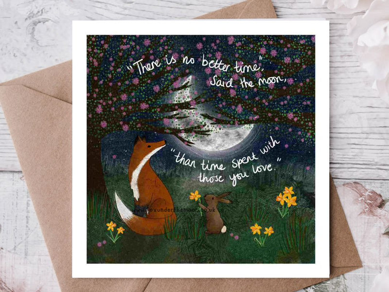 No Better Time - Fox under the Moon Greetings Card