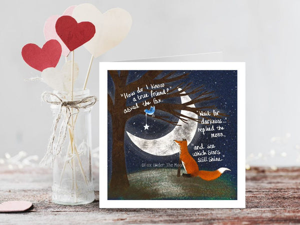 A True Friend - Fox under the Moon Greetings Card