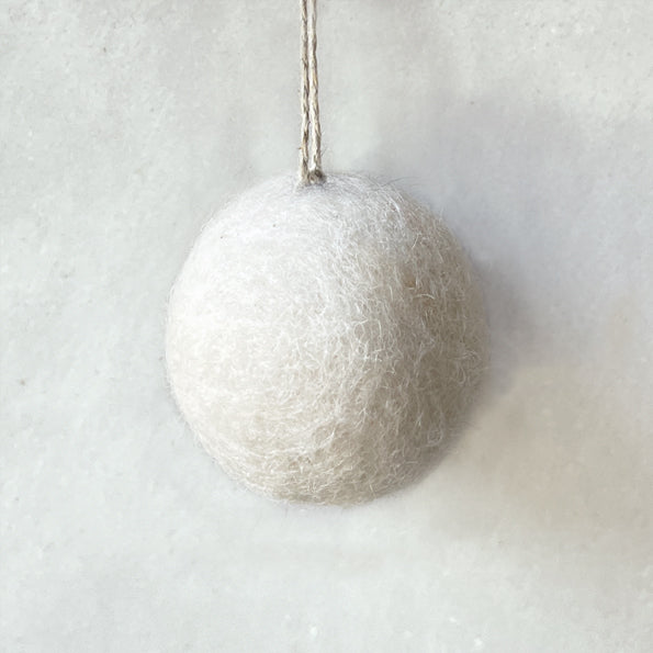 White Felt Bauble Decoration - medium