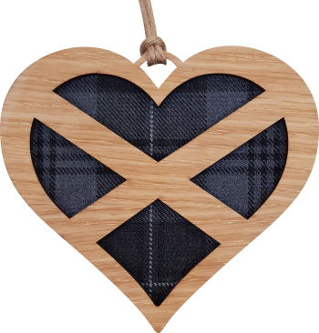 Saltire Heart Hanging Tartan Plaque