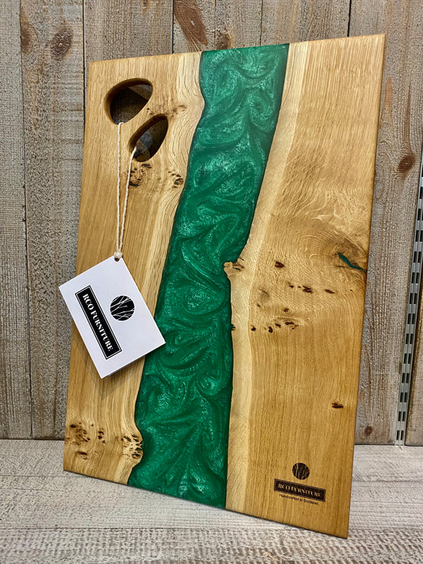 Handcrafted Serving Board with Resin River 45x30cm