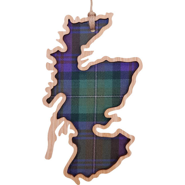 Scotland Map Hanging Tartan Plaque