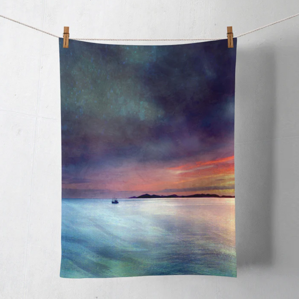 Sunset over Skye Tea Towel