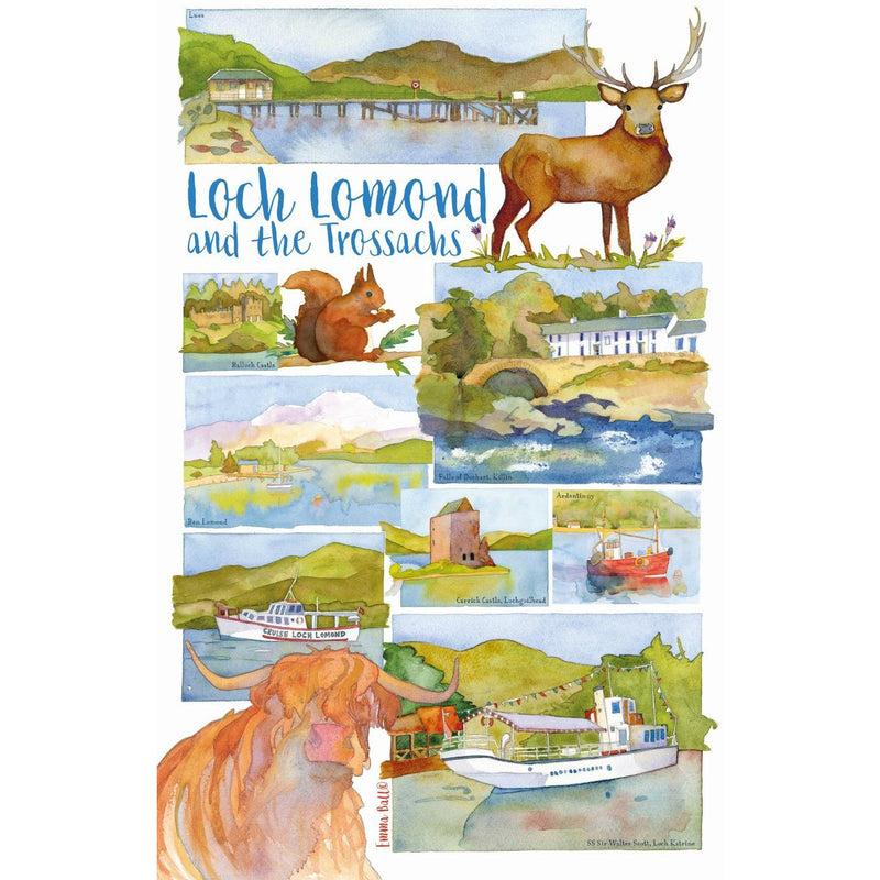 Loch Lomond & The Trossachs Tea Towel by Emma Ball