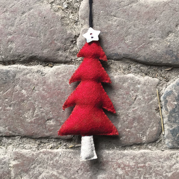 Red Felt Tree Decoration - Medium