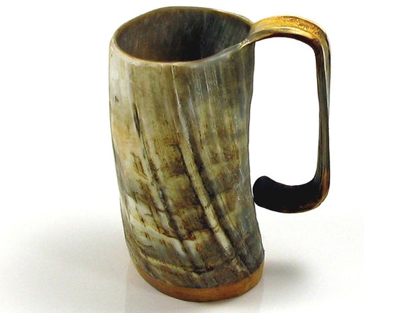 Viking Cow Horn Mug with Round Handle