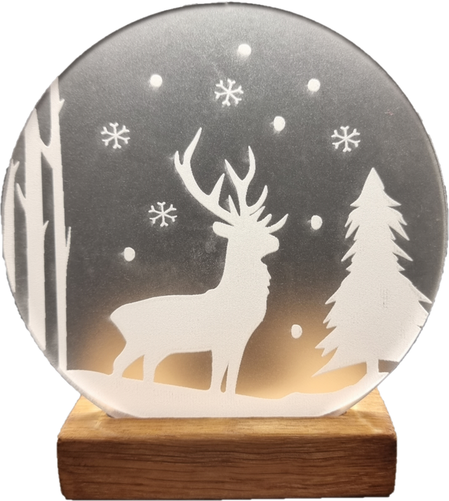 Christmas Stag Moments Etched Tea Light Holder